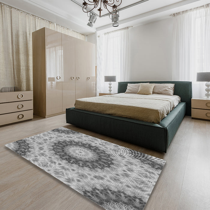 Patterned Smokey Gray Rug in a Bedroom, pat1394gry