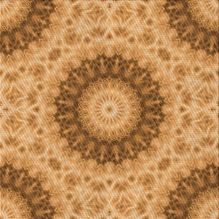 Round Patterned Orange Rug, pat1394org