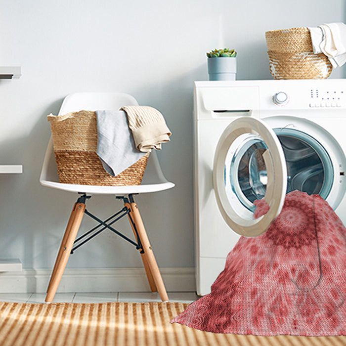 Machine Washable Transitional Ruby Red Rug in a Washing Machine, wshpat1394rd