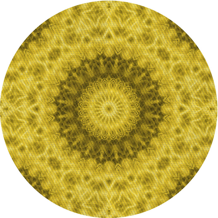 Square Patterned Dark Golden Brown Rug, pat1394yw