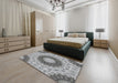 Machine Washable Transitional Ash Gray Rug in a Bedroom, wshpat1394