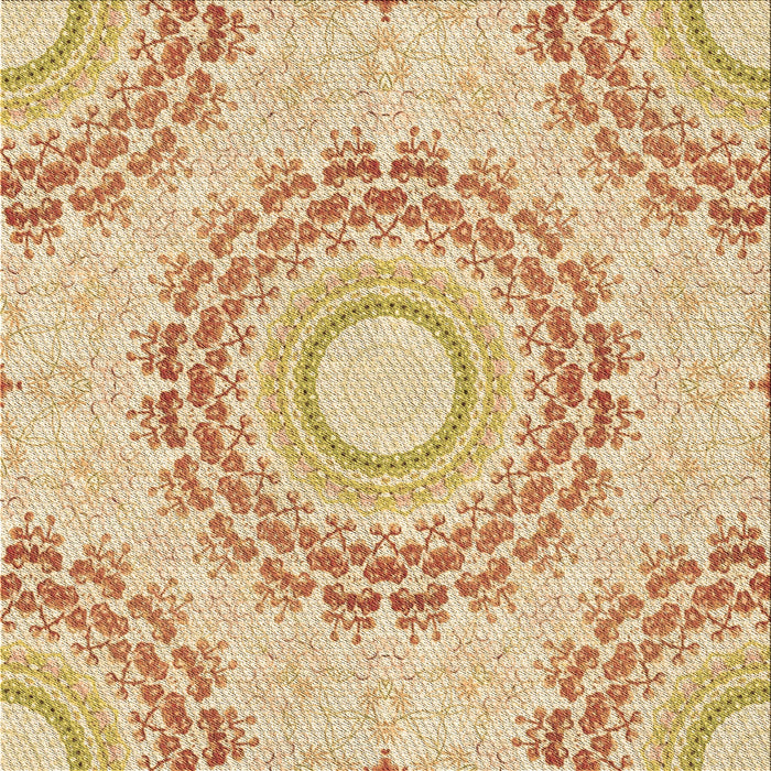 Round Machine Washable Transitional Orange Rug, wshpat1395brn
