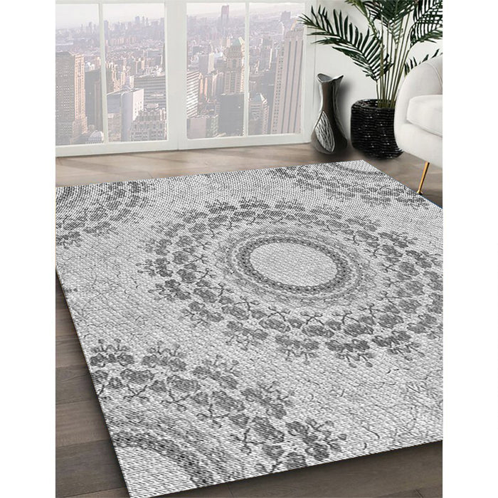Machine Washable Transitional Gunmetal Gray Rug in a Family Room, wshpat1395gry