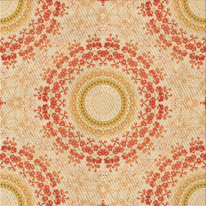 Round Patterned Neon Orange Rug, pat1395org