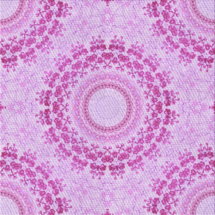 Round Patterned Blossom Pink Rug, pat1395pur
