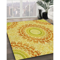 Patterned Bold Yellow Rug, pat1395yw