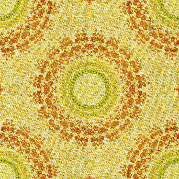 Round Machine Washable Transitional Bold Yellow Rug, wshpat1395yw
