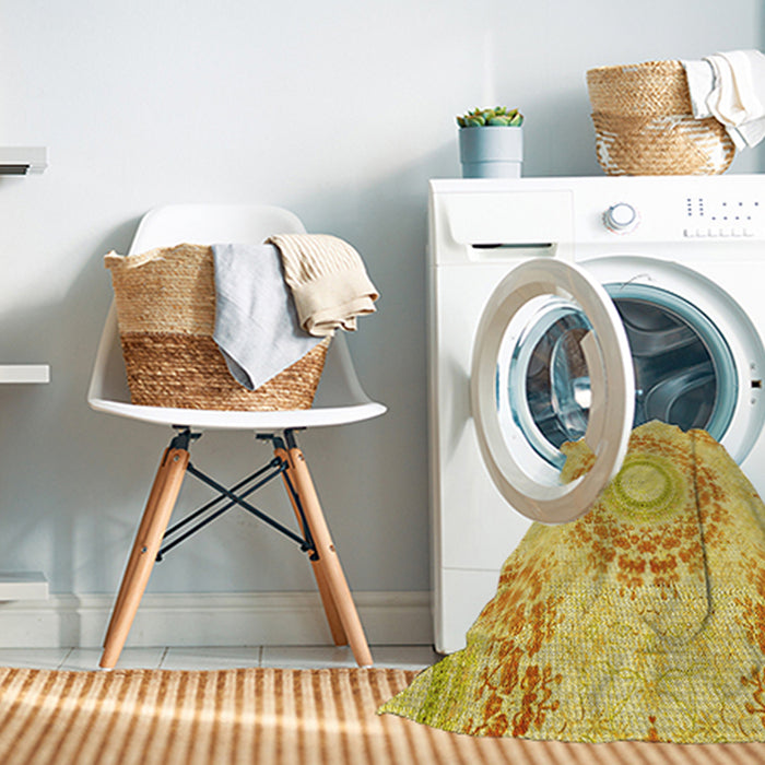 Machine Washable Transitional Bold Yellow Rug in a Washing Machine, wshpat1395yw