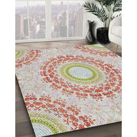 Patterned Orange Salmon Pink Novelty Rug, pat1395