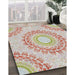 Patterned Orange Salmon Pink Novelty Rug in Family Room, pat1395