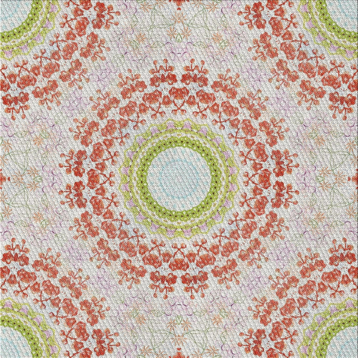 Square Patterned Orange Salmon Pink Novelty Rug, pat1395