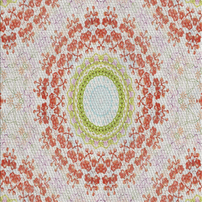 Patterned Orange Salmon Pink Novelty Rug, pat1395