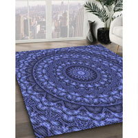 Patterned Denim Dark Blue Rug, pat1396blu