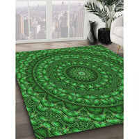 Patterned Deep Emerald Green Rug, pat1396grn