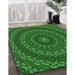 Patterned Deep Emerald Green Rug in Family Room, pat1396grn