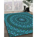 Machine Washable Transitional Dark Turquoise Green Rug in a Family Room, wshpat1396lblu