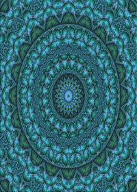 Machine Washable Transitional Dark Turquoise Green Rug, wshpat1396lblu