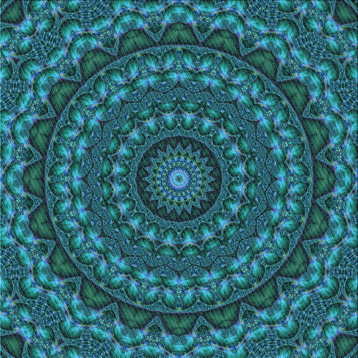 Round Patterned Dark Turquoise Green Rug, pat1396lblu