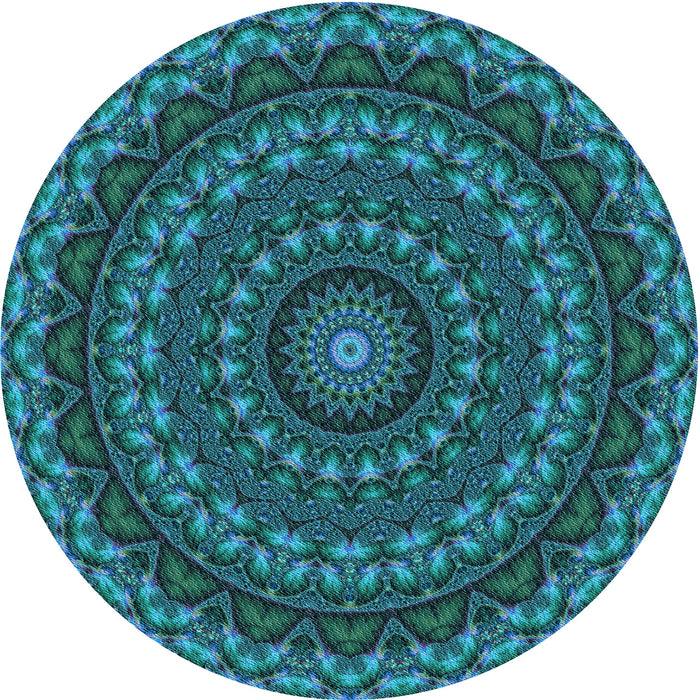 Square Patterned Dark Turquoise Green Rug, pat1396lblu