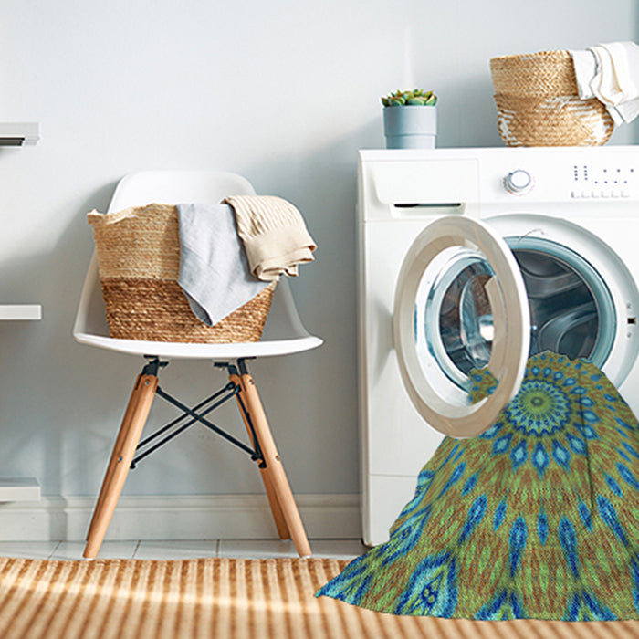 Machine Washable Transitional Hazel Green Rug in a Washing Machine, wshpat1397lblu