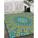 Machine Washable Transitional Hazel Green Rug in a Family Room, wshpat1397lblu