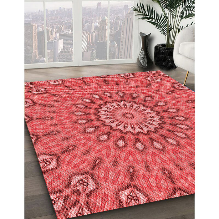 Machine Washable Transitional Red Rug in a Family Room, wshpat1397rd