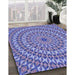 Patterned Purple Mimosa Purple Rug in Family Room, pat1398blu