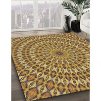 Patterned Yellow Rug, pat1398brn