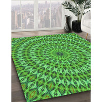 Patterned Forest Green Rug, pat1398grn