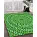 Patterned Forest Green Rug in Family Room, pat1398grn