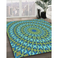 Patterned Lime Mint Green Rug, pat1398lblu