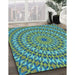 Patterned Lime Mint Green Rug in Family Room, pat1398lblu