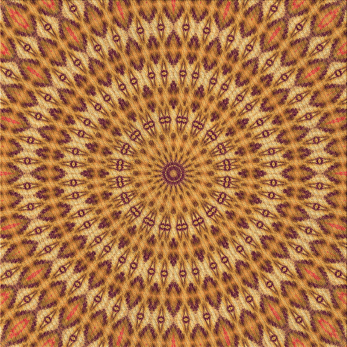 Round Patterned Mahogany Brown Rug, pat1398org