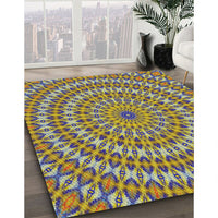 Patterned Metallic Gold Novelty Rug, pat1398