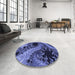 Round Patterned Sky Blue Rug in a Office, pat1399blu