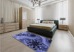 Patterned Sky Blue Rug in a Bedroom, pat1399blu