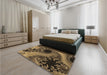 Patterned Cinnamon Brown Rug in a Bedroom, pat1399brn