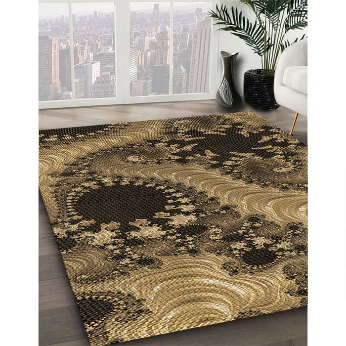 Machine Washable Transitional Cinnamon Brown Rug in a Family Room, wshpat1399brn