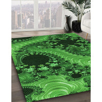 Patterned Deep Emerald Green Rug, pat1399grn