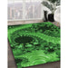 Patterned Deep Emerald Green Rug in Family Room, pat1399grn