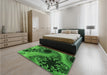 Patterned Deep Emerald Green Rug in a Bedroom, pat1399grn