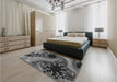 Patterned Gunmetal Gray Rug in a Bedroom, pat1399gry