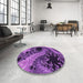 Round Patterned Purple Rug in a Office, pat1399pur