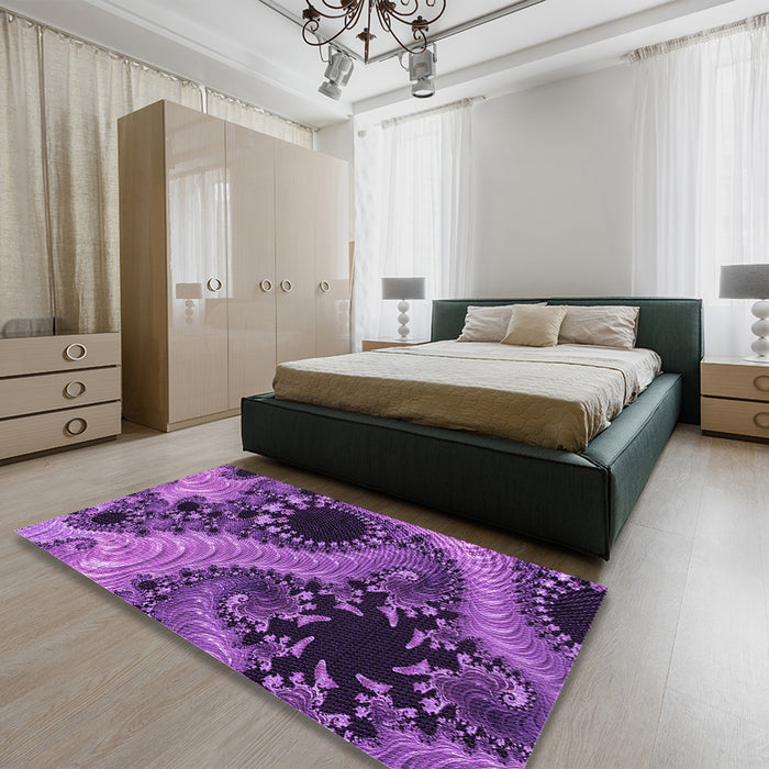 Patterned Purple Rug in a Bedroom, pat1399pur