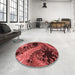 Round Patterned Red Rug in a Office, pat1399rd