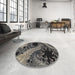 Round Patterned Charcoal Black Novelty Rug in a Office, pat1399