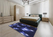 Patterned Night Blue Rug in a Bedroom, pat14blu