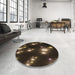 Round Patterned Oak Brown Rug in a Office, pat14brn