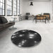 Round Patterned Ash Gray Rug in a Office, pat14gry