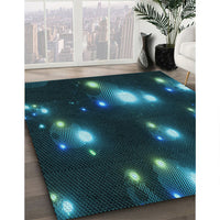 Patterned Dark Cyan Green Rug, pat14lblu